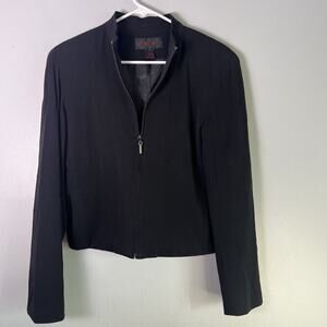 Ralph Lauren Women's Polo Full Zip Blazer Jacket Black Sz M Minimalist Preppy